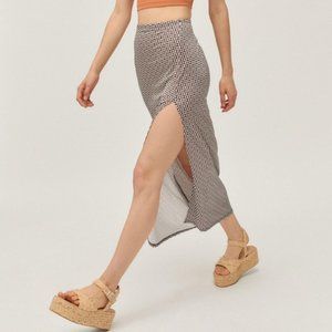 NWT Urban Outfitters "Snyder" side-slit slip skirt with geometric pattern